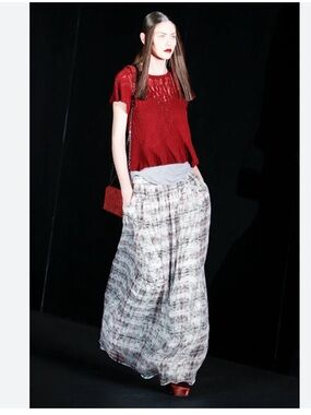 Theyskens Theory Geometric Leopard Print 100 Silk Maxi Layered Semi-Sheer Skirt